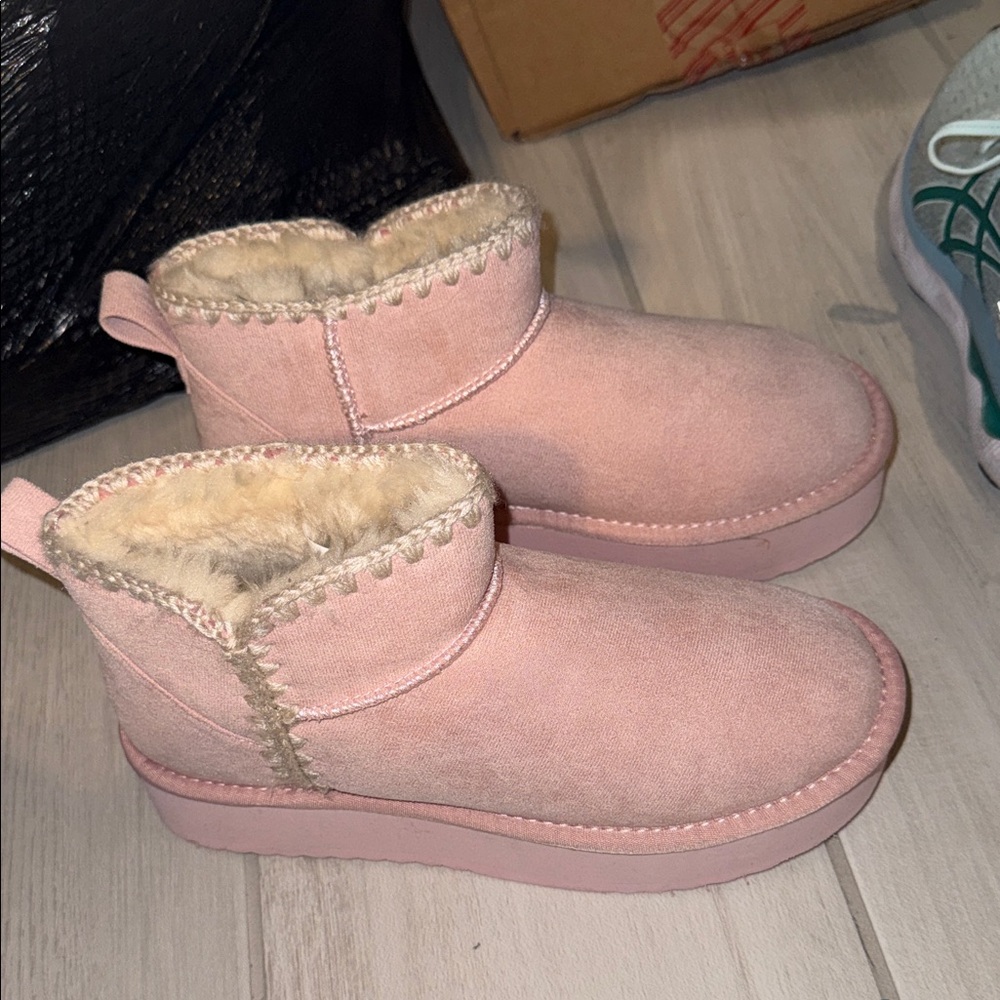 Soda Pink Ankle Boots with Cream Lining